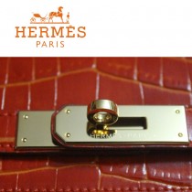 HERMES 1272 秋冬新款時尚奢華單品鱷魚皮橙色金扣