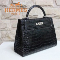 HERMES 1273 秋冬新款人氣時尚女包鱷魚皮黑色
