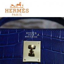 HERMES-1270  秋冬新款凱莉高光鱷魚皮深藍色女士包包