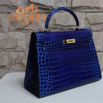 HERMES-1270  秋冬新款凱莉高光鱷魚皮深藍色女士包包