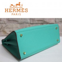 HERMES 6108-28 秋冬時尚新款女士湖水綠金扣單肩包