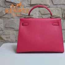 HERMES 1608-29 秋冬時尚款女士新款玫紅色金扣掌紋包手提包