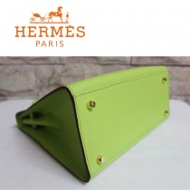 HERMES 6108-24  秋冬新款時尚女士草綠色掌紋包金扣手提包