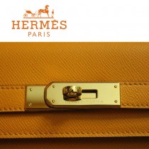 HERMES 1608-31 秋冬時尚休閒女士土黃色金扣手提包