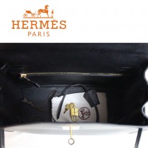 HERMES 6108-27 時尚新款秋冬人氣爆款女士黑色掌紋包金扣單肩包