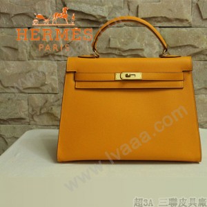 HERMES 1608-31 秋冬時尚休閒女士土黃色金扣手提包