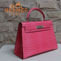 HERMES 1280 秋冬人氣新款可愛女士西瓜紅銀扣手提包