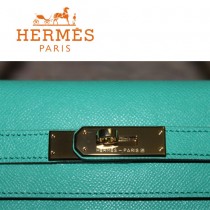 HERMES 6108-28 秋冬時尚新款女士湖水綠金扣單肩包