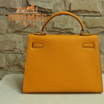 HERMES 1608-31 秋冬時尚休閒女士土黃色金扣手提包