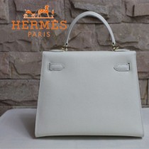 HERMES 6108-21 秋冬時尚新款掌紋包白色金扣手提包