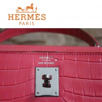 HERMES 1280 秋冬人氣新款可愛女士西瓜紅銀扣手提包