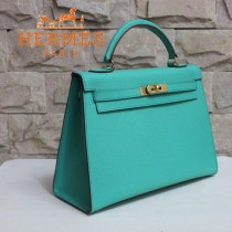 HERMES 6108-28 秋冬時尚新款女士湖水綠金扣單肩包