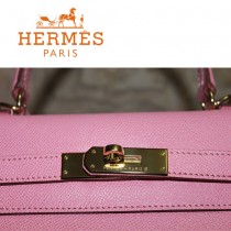 HERMES 6108-26 秋冬季時尚人氣新款女士粉紅色掌紋包金扣手提包