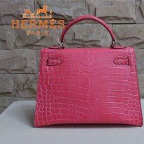 HERMES 1280 秋冬人氣新款可愛女士西瓜紅銀扣手提包