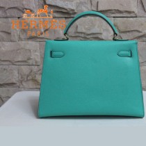 HERMES 6108-28 秋冬時尚新款女士湖水綠金扣單肩包