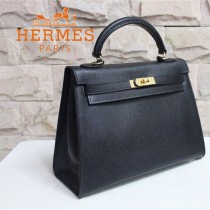 HERMES 6108-27 時尚新款秋冬人氣爆款女士黑色掌紋包金扣單肩包