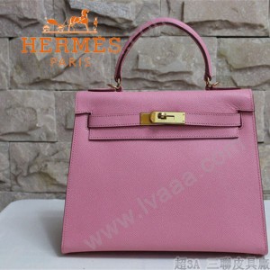 HERMES 6108-26 秋冬季時尚人氣新款女士粉紅色掌紋包金扣手提包