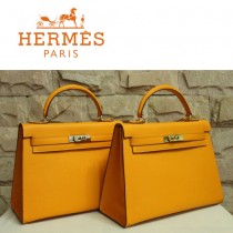 HERMES 1608-31 秋冬時尚休閒女士土黃色金扣手提包