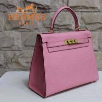 HERMES 6108-26 秋冬季時尚人氣新款女士粉紅色掌紋包金扣手提包