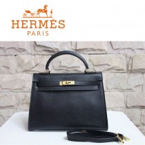 HERMES 6108-27 時尚新款秋冬人氣爆款女士黑色掌紋包金扣單肩包