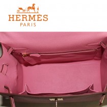 HERMES 6108-26 秋冬季時尚人氣新款女士粉紅色掌紋包金扣手提包