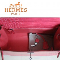HERMES 1280 秋冬人氣新款可愛女士西瓜紅銀扣手提包
