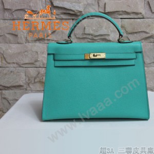 HERMES 6108-28 秋冬時尚新款女士湖水綠金扣單肩包