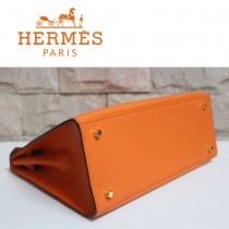 HERMES 6108-25 秋冬新款時尚女士橙色金扣掌紋包手提包