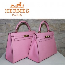 HERMES 6108-26 秋冬季時尚人氣新款女士粉紅色掌紋包金扣手提包