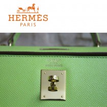 HERMES 6108-24  秋冬新款時尚女士草綠色掌紋包金扣手提包