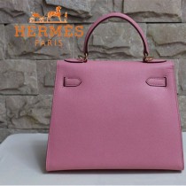HERMES 6108-26 秋冬季時尚人氣新款女士粉紅色掌紋包金扣手提包
