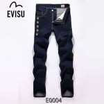 EVISU EQ004-01 新款陳冠希同款修身小直筒棉質中腰彈力深藍小m潮款牛仔褲