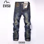 EVISU E6069-01 新款陳冠希同款複古懷舊韓版直筒男士牛仔褲子