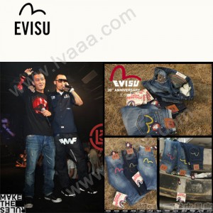 EVISU E6069-01 新款陳冠希同款複古懷舊韓版直筒男士牛仔褲子