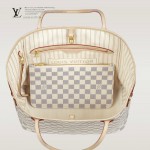 LV N41361 潮流人氣新款女士Neverful白棋盤格配小包中號購物袋