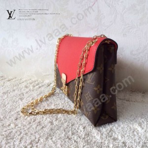 LV M41201 新款女士紅色PALLAS CHAIN系列鏈條晚宴包信封包