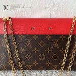 LV M41201 新款女士紅色PALLAS CHAIN系列鏈條晚宴包信封包