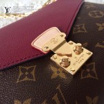 LV M41200 新款女士棗紅色PALLAS CHAIN系列鏈條晚宴包信封包