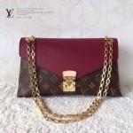 LV M41200 新款女士棗紅色PALLAS CHAIN系列鏈條晚宴包信封包
