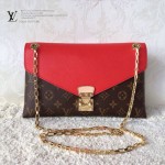 LV M41201 新款女士紅色PALLAS CHAIN系列鏈條晚宴包信封包