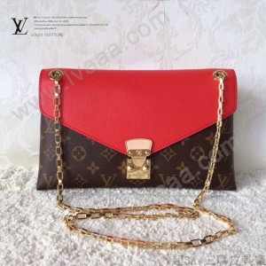 LV M41203 新款女士咖啡色PALLAS CHAIN系列鏈條晚宴包信封包