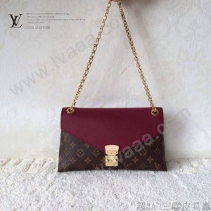 LV M41200 新款女士棗紅色PALLAS CHAIN系列鏈條晚宴包信封包
