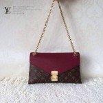 LV M41200 新款女士棗紅色PALLAS CHAIN系列鏈條晚宴包信封包