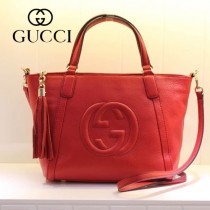 GUCCI 369176-4 古馳新款女士紅色全皮單肩手提包