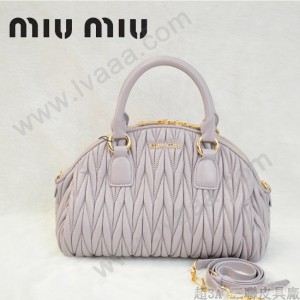 MiuMiu0057-5褶皺羊皮淺紫女包手提包