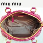 MiuMiu0057-3褶皺羊皮玫紅女包手提包