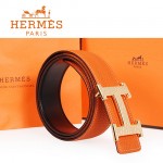 HERMES 0142 愛馬仕H字蛇皮紋金扣橙色原版皮皮帶