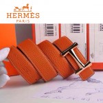 HERMES 0098 愛馬仕H字金扣橙色原版皮皮帶