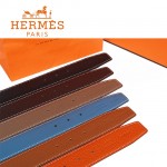 HERMES 0140 愛馬仕H字馬拉車拉絲銀間金扣土黃色原版皮皮帶