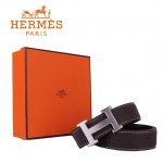 HERMES 003 愛馬仕H字銀扣棕色原版皮皮帶